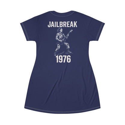 "Jailbreak 1976", T-Shirt Dress (Norway Blue)