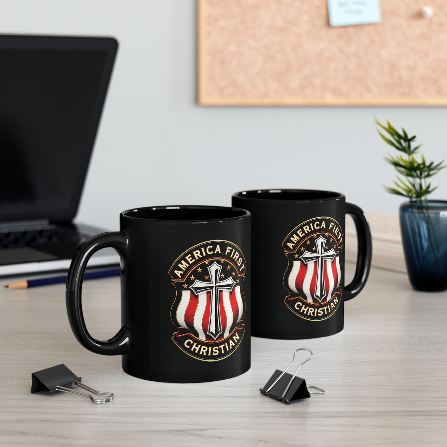"America First Christian" #04, Black Mug (11oz & 15oz)