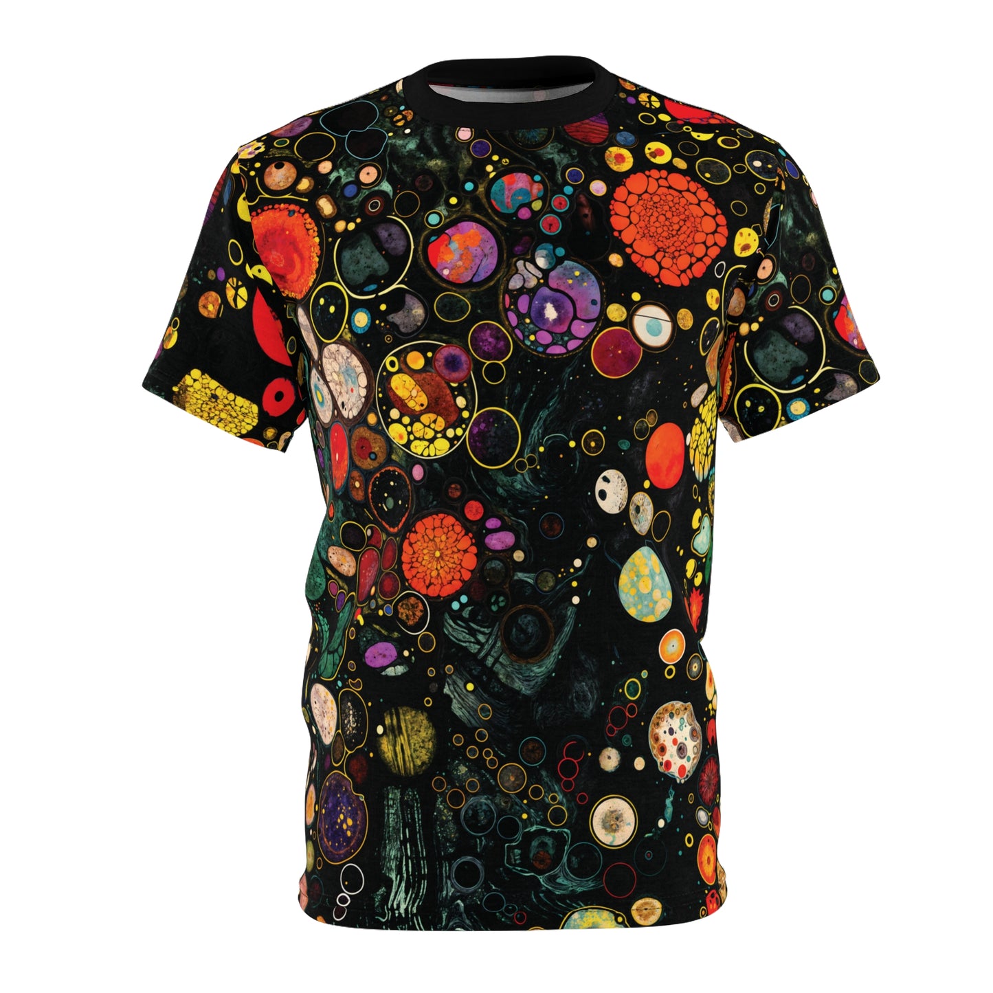 "Divine Riddle", Wearable Fine Art Unisex T-shirt (Flame Black Collar)