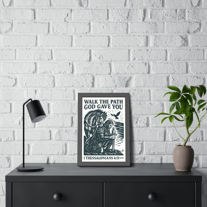 "1 Thessalonians 4:11 (KJV)", Framed Paper Poster (Porcelain White)