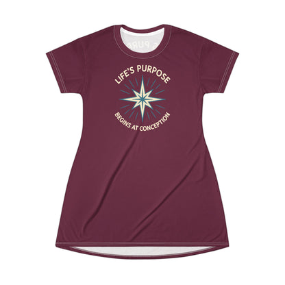 "Life's Purpose Begins at Conception #01", T-Shirt Dress (Miriam the Prophetess)
