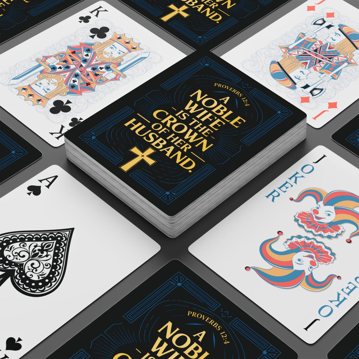 "Proverbs 12:4", Christian Playing Cards (Void Black)