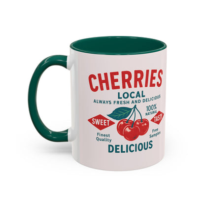 "Delicious Cherries", Colorful Mugs (11oz, 15oz) (Sea Salt Sherbet)