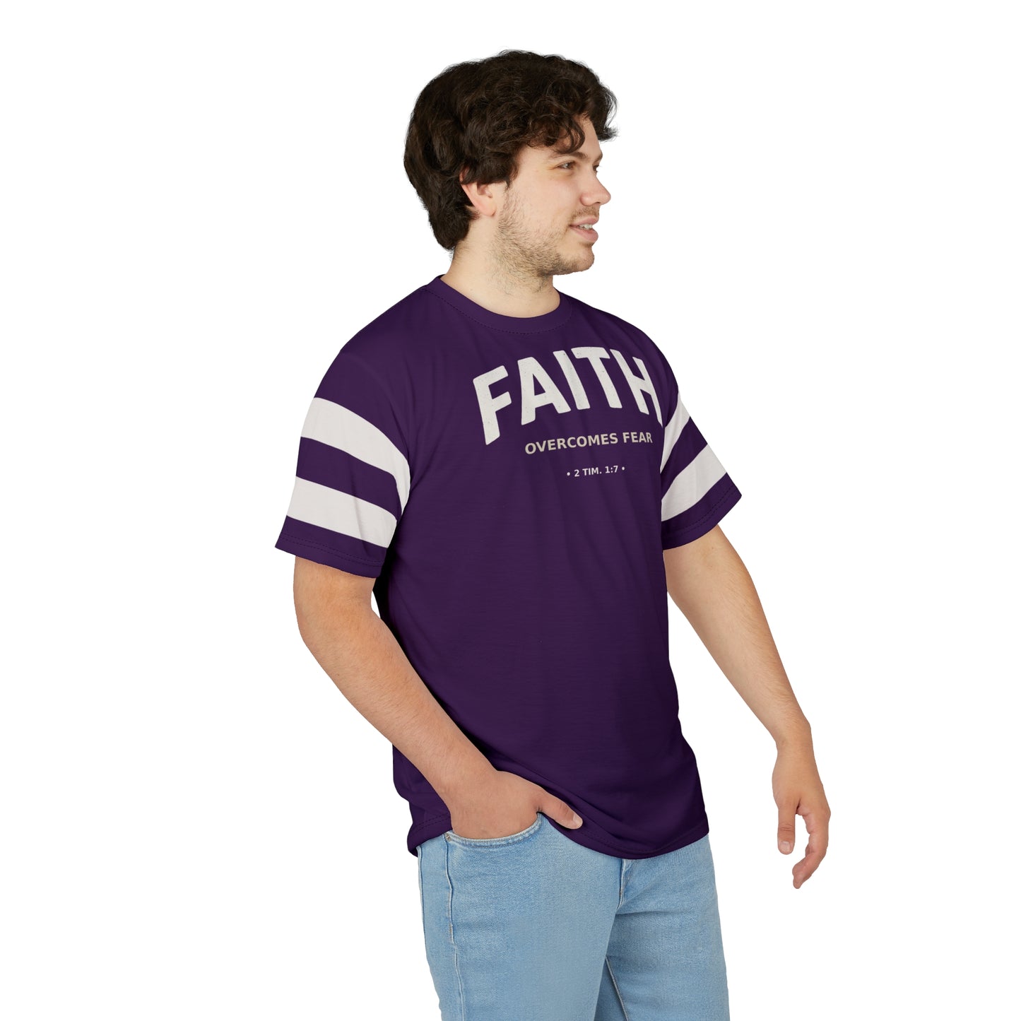 "Faith Overcomes Fear", Unisex Tee (Imperial Plum)