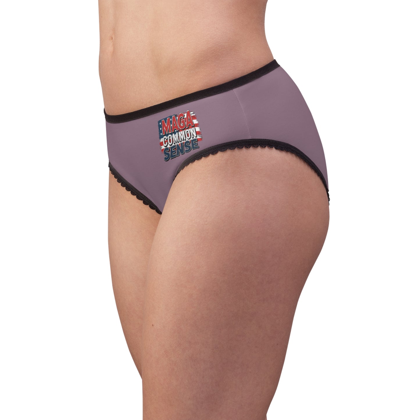 "MAGA Common Sense" #01, Women's Briefs (Mountbatten Pink)