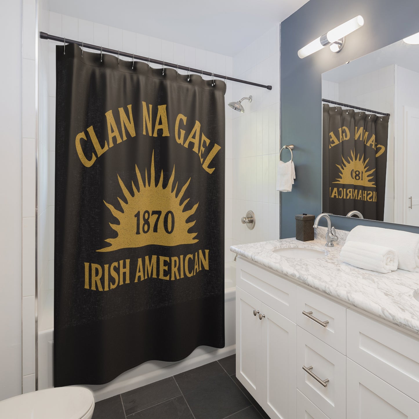 "Clan na Gael - Irish American", Shower Curtains (Raven Black)
