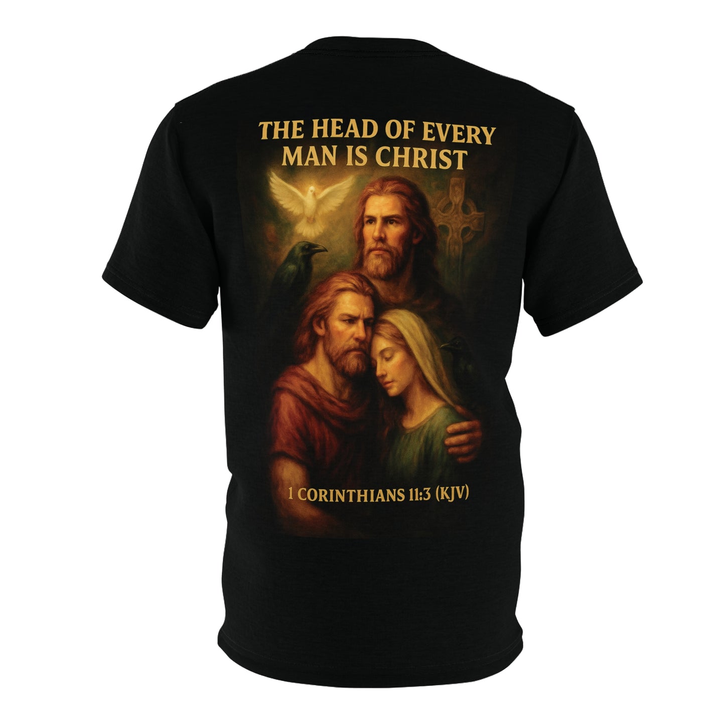 "1 Corinthians 11:3 (KJV)", Wearable Art Unisex T-shirt (Void Black)
