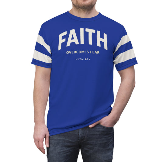"Faith Overcomes Fear", Unisex Tee (Patriot Blue)