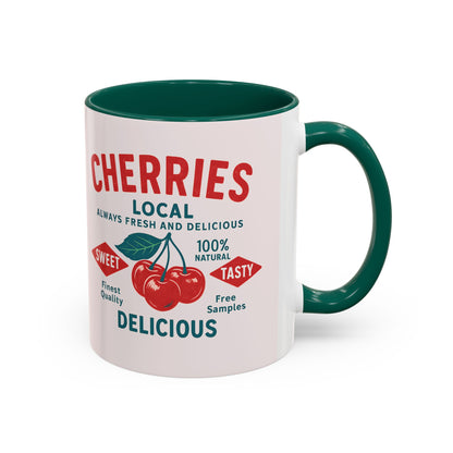 "Delicious Cherries", Colorful Mugs (11oz, 15oz) (Sea Salt Sherbet)