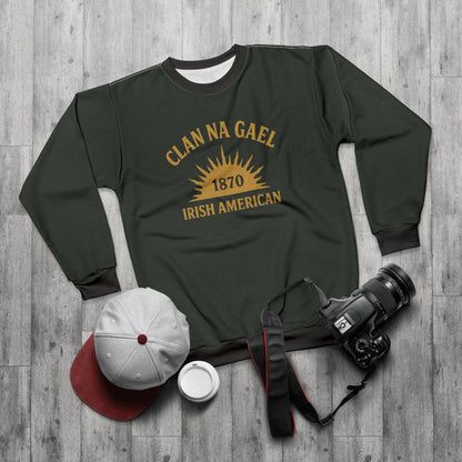 "Clan na Gael - Irish American", Unisex Sweatshirt (Túath Green)