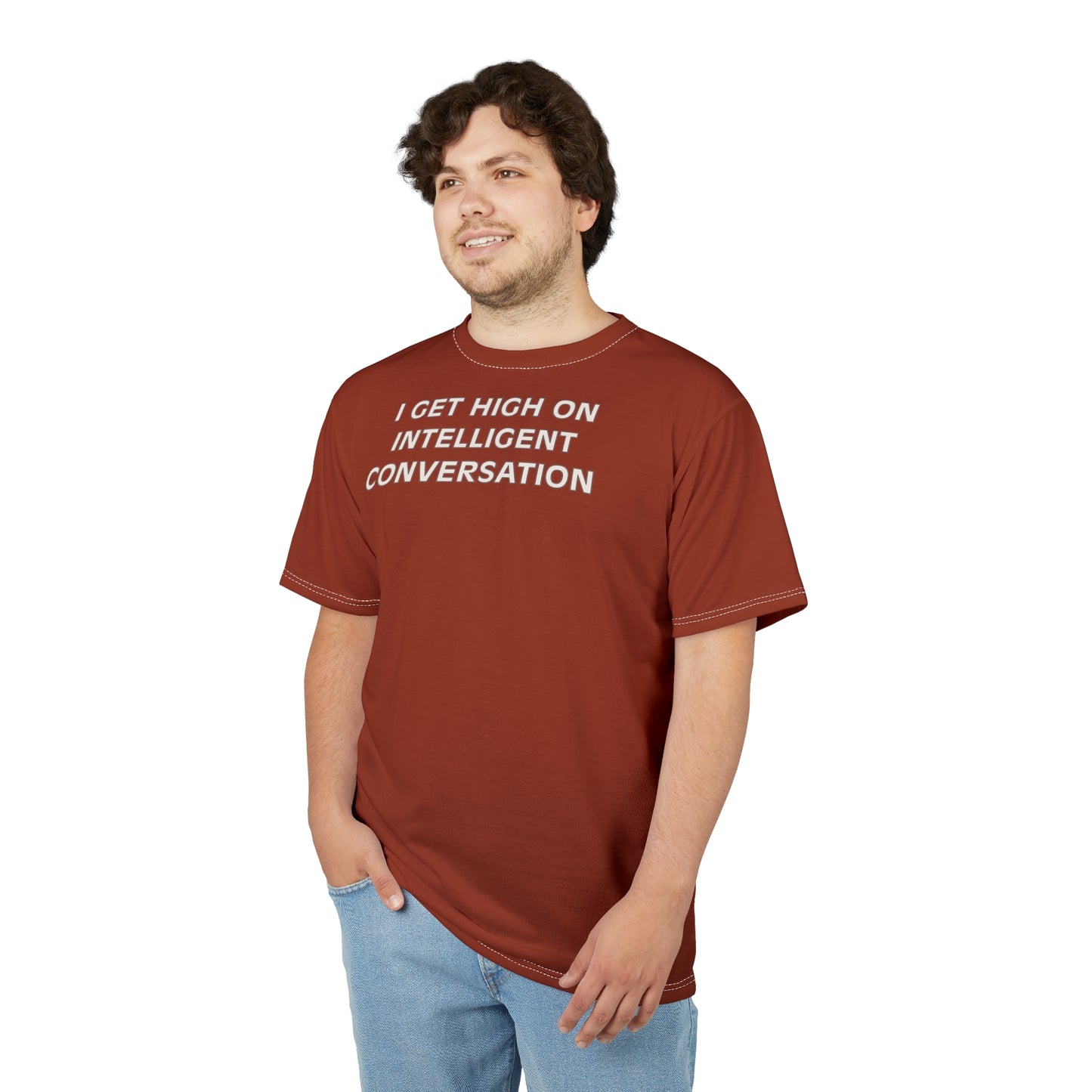 "Intelligent Conversation", Unisex T-shirt (Chocolate Lust)