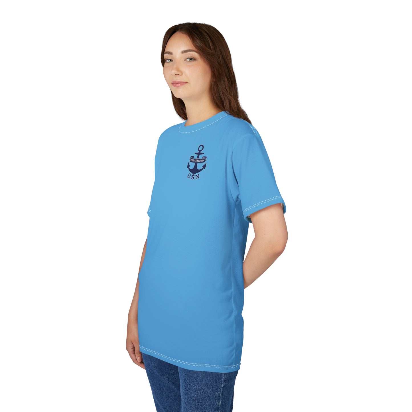 "USN Anchor", Unisex T-shirt (Atlantic Sky)