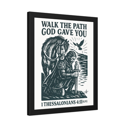 "1 Thessalonians 4:11 (KJV)", Framed Paper Poster (Porcelain White)