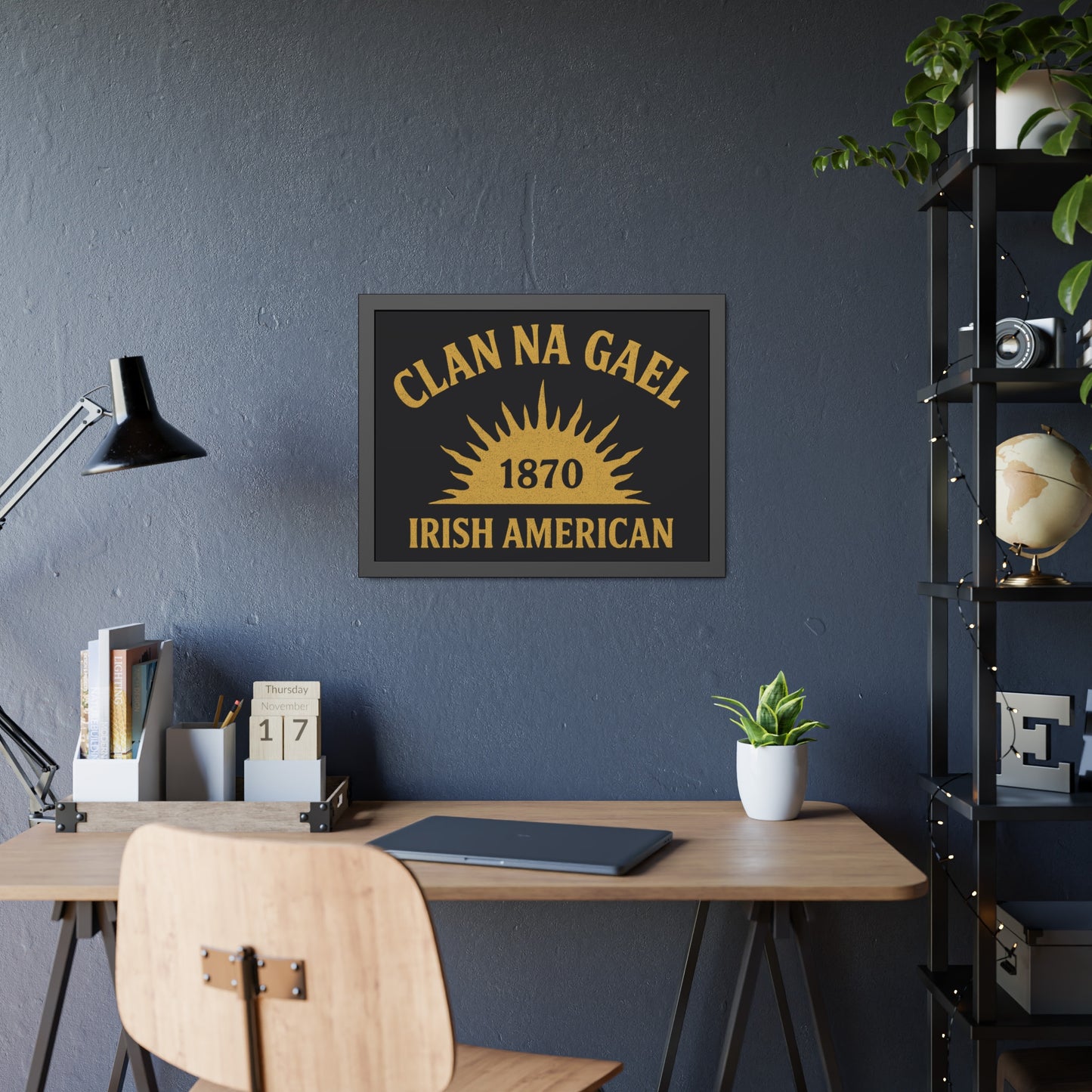 "Clan na Gael - Irish American", Framed Paper Poster (Raven Black)