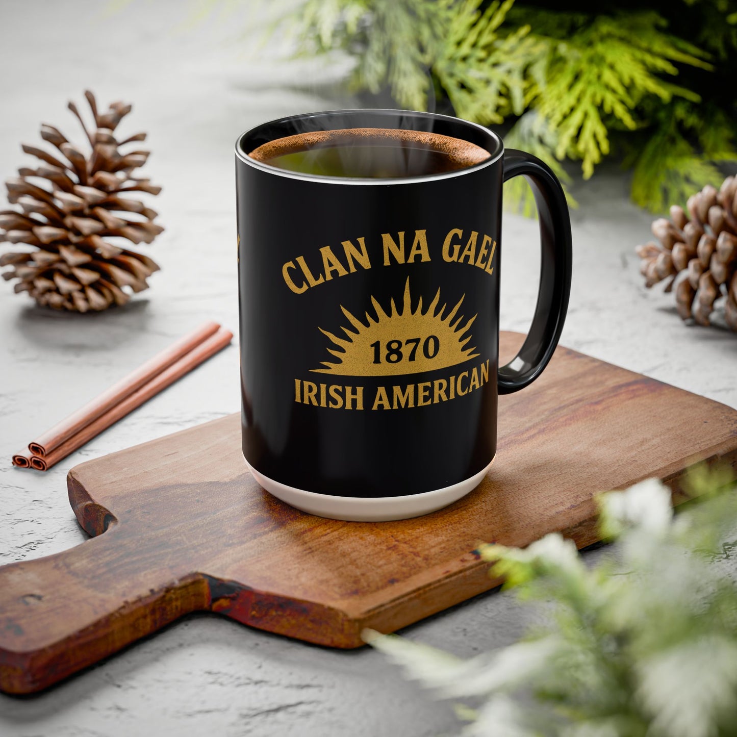 "Clan na Gael - Irish American", Colorful Mugs (11oz, 15oz) (Raven Black)
