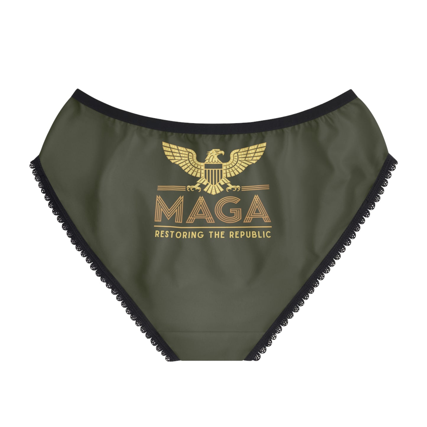 "MAGA - Restoring the Republic", Women's Briefs (Dark Olive Green)