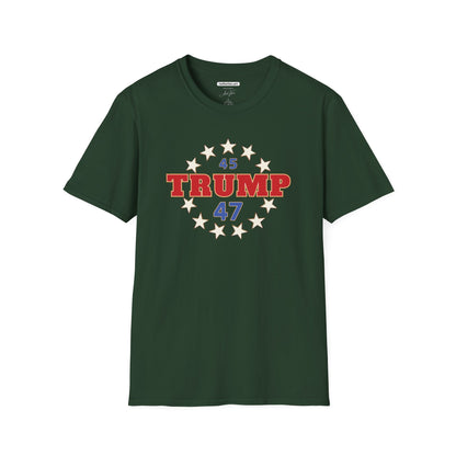 "Trump 45-47 Circle of Stars", Unisex Softstyle T-Shirt