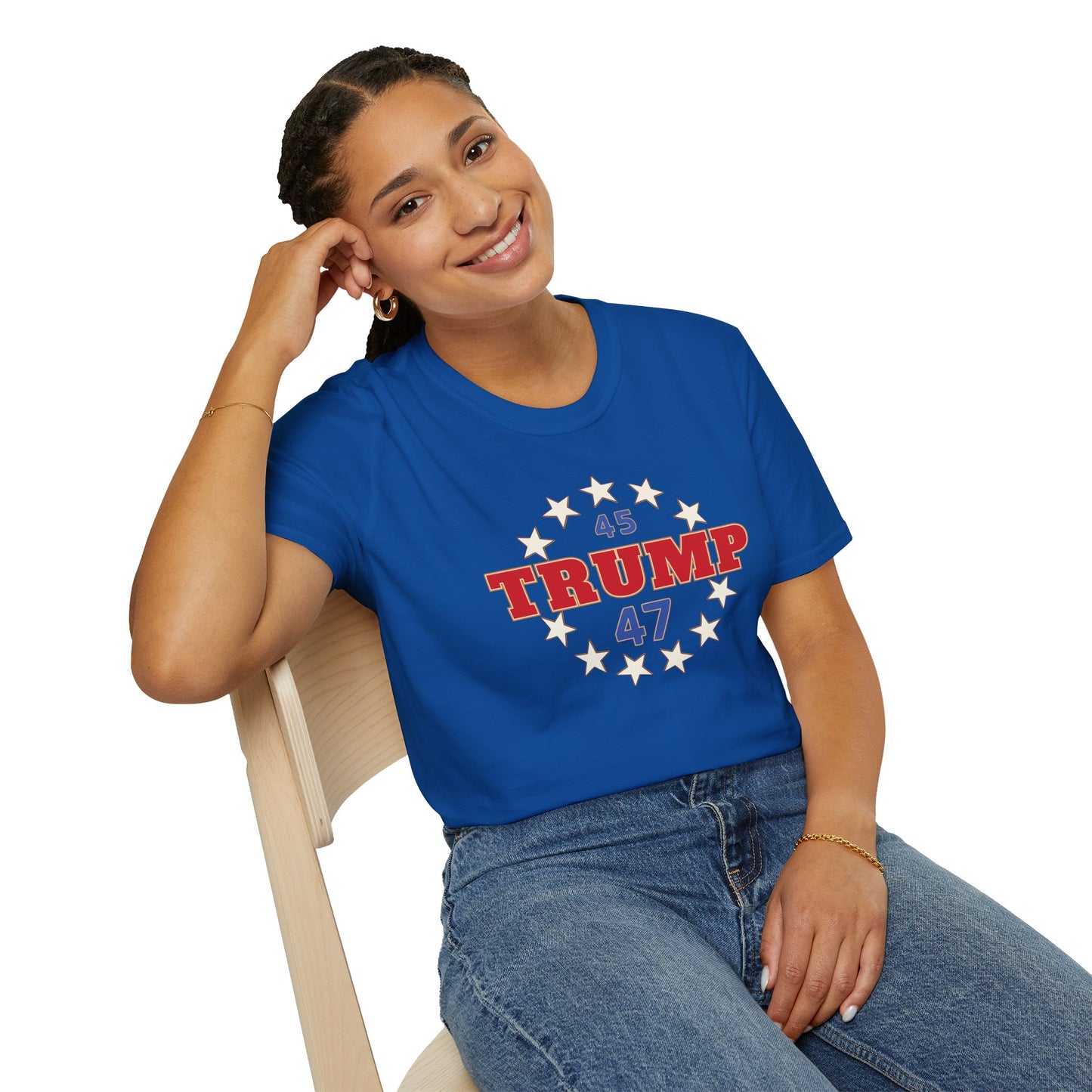 "Trump 45-47 Circle of Stars", Unisex Softstyle T-Shirt