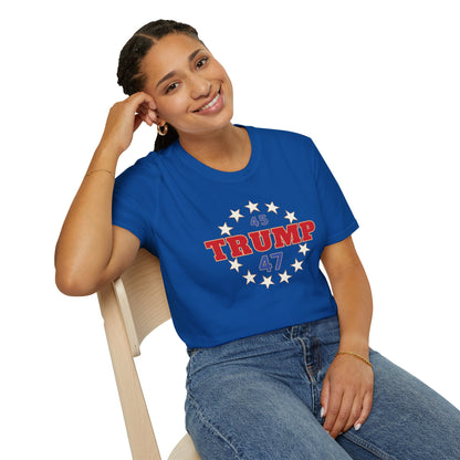 "Trump 45-47 Circle of Stars", Unisex Softstyle T-Shirt