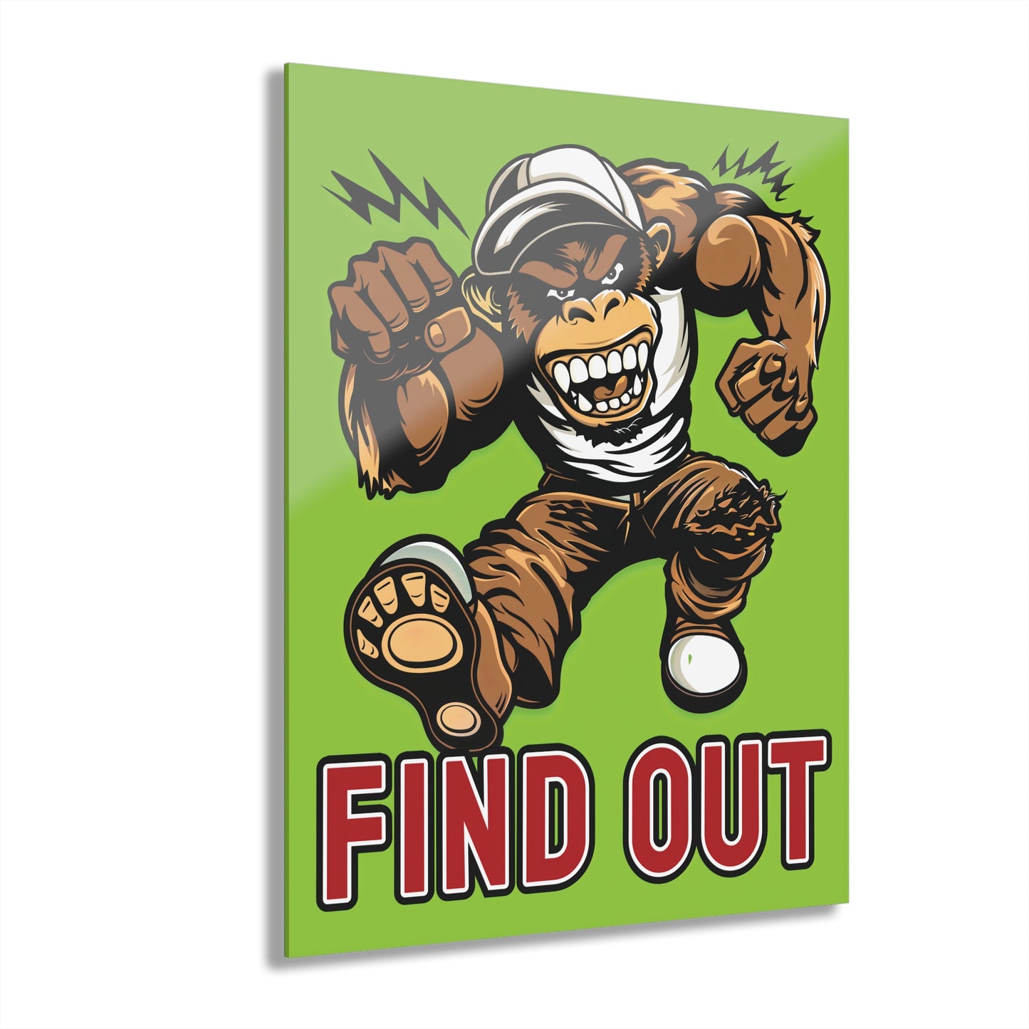 "Find Out", Acrylic Wall Prints (French Cleat Hanging) (Chartreuse Green)