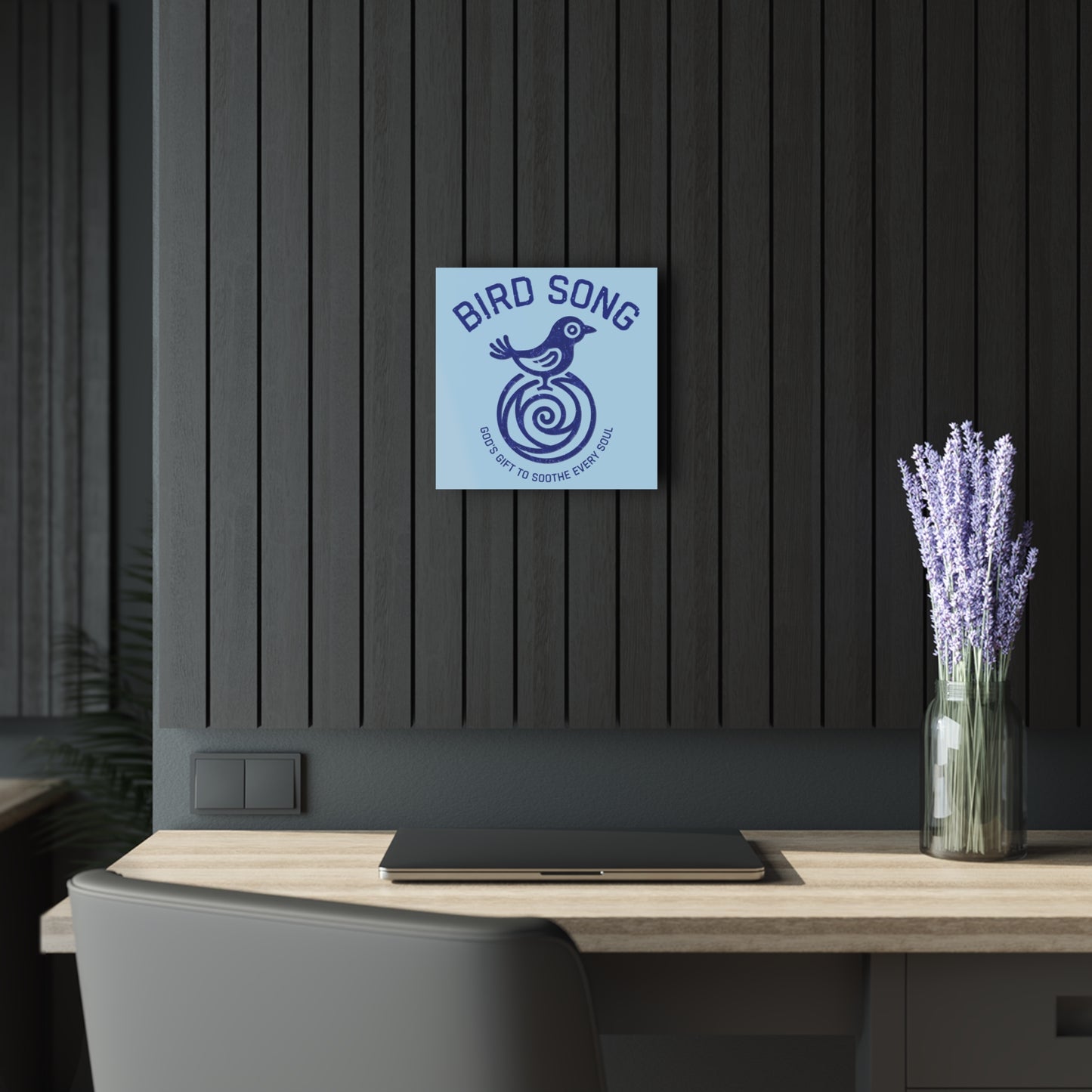 "Bird Song", Christian Acrylic Wall Prints (French Cleat Hanging) (Boy Blue)