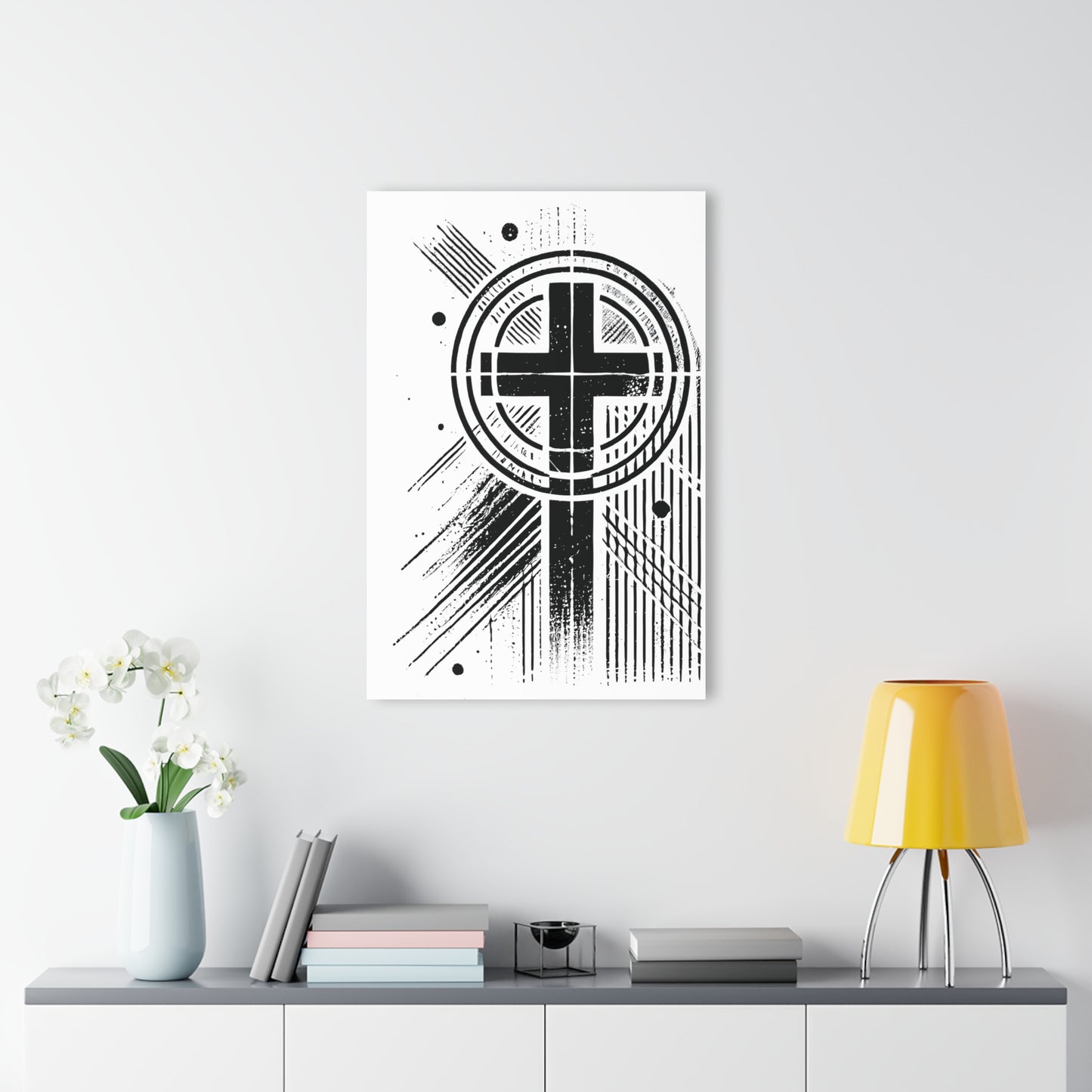 "Abstract High Cross" Acrylic Wall Prints (French Cleat Hanging) (Linen White)