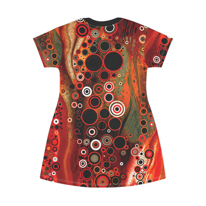 "Abstract #08", Wearable Fine Art T-Shirt Dress (Blick Black Collar)