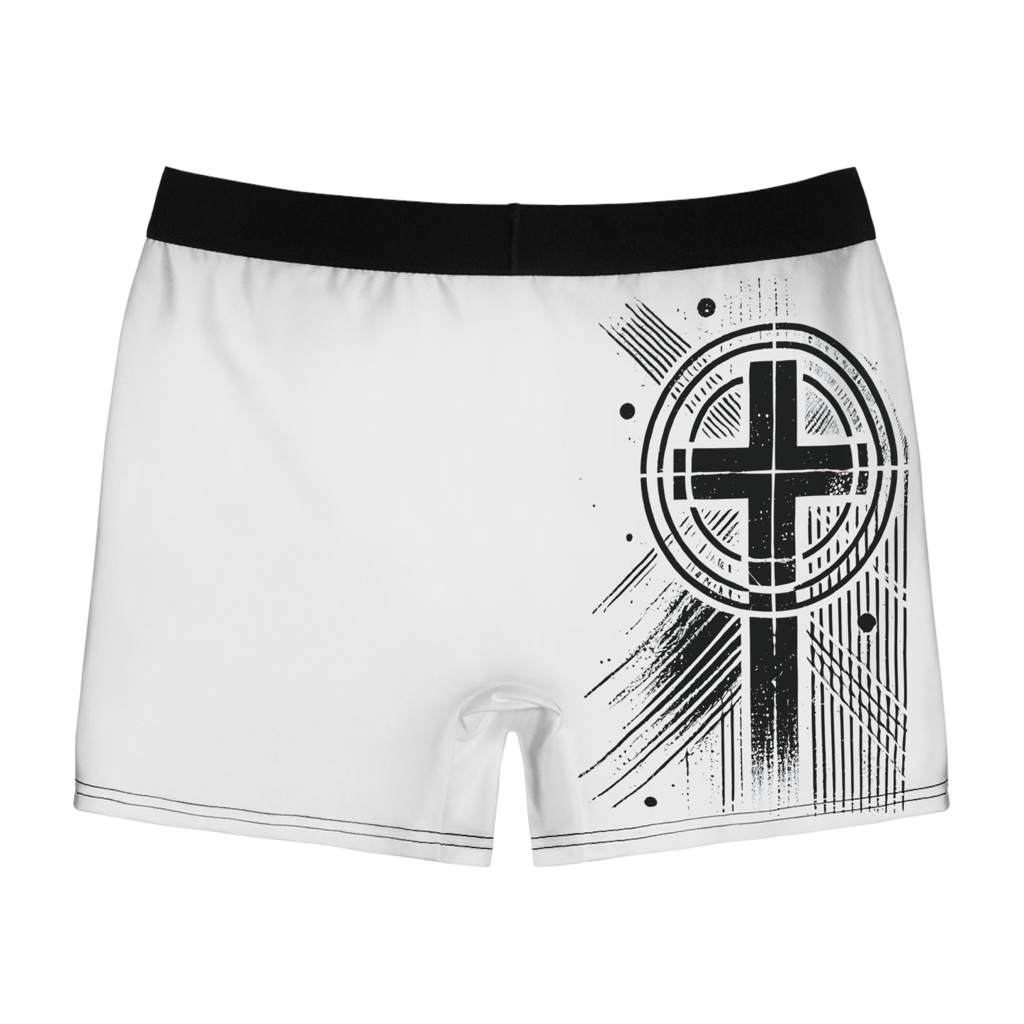 "Abstract High Cross", Men's Boxer Briefs (White)