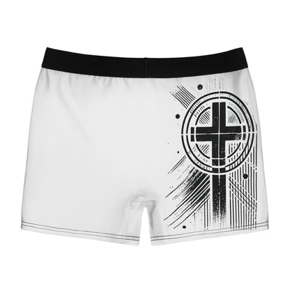 "Abstract High Cross", Men's Boxer Briefs (White)