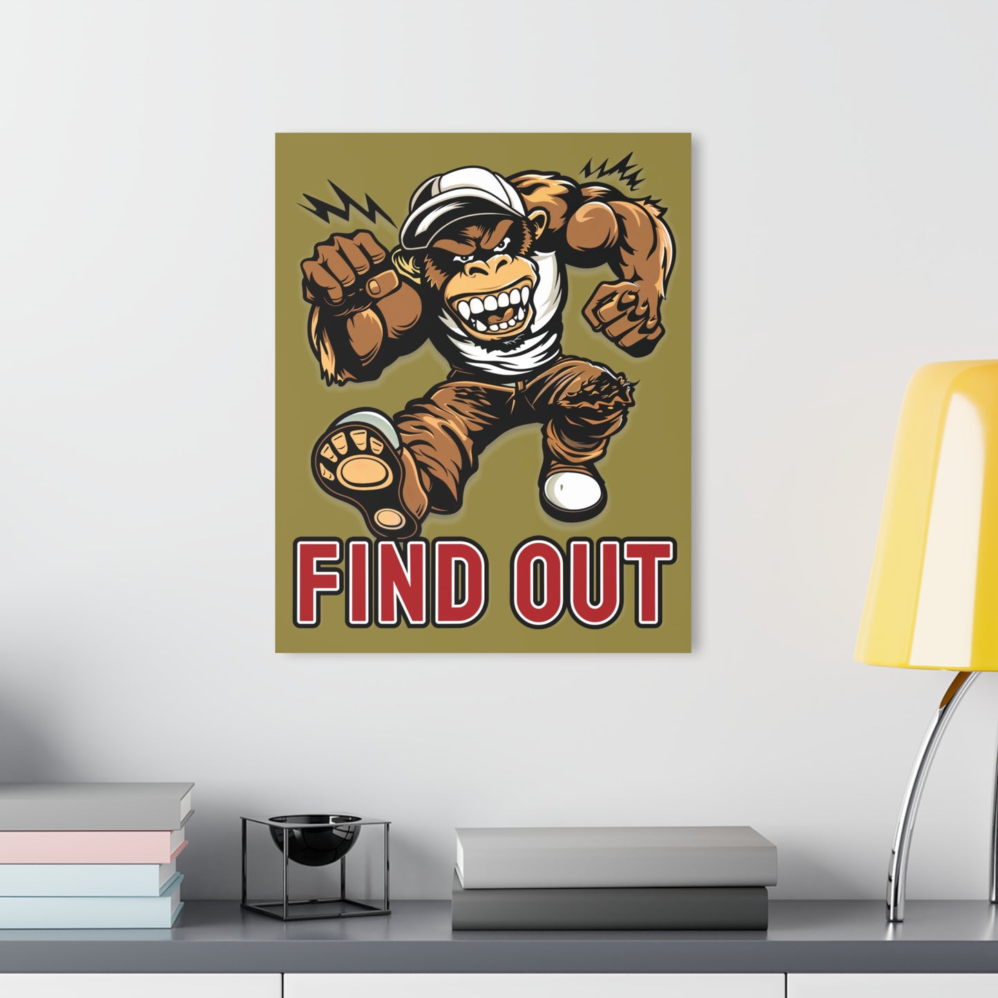 "Find Out", Acrylic Wall Prints (French Cleat Hanging) (Camouflage Yellow)