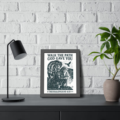 "1 Thessalonians 4:11 (KJV)", Framed Paper Poster (Porcelain White)