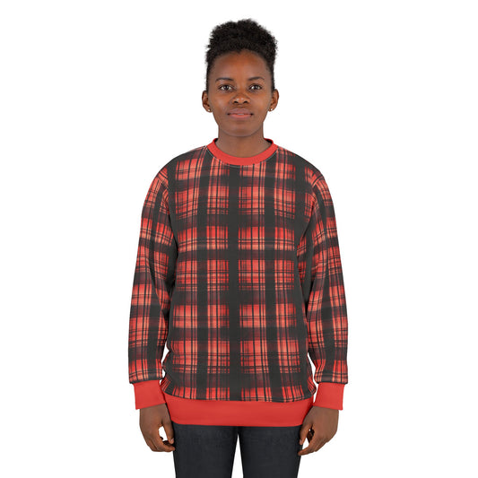 "Kin of Flame", Unisex Sweatshirt (Faded Red Cuffs and Collar)