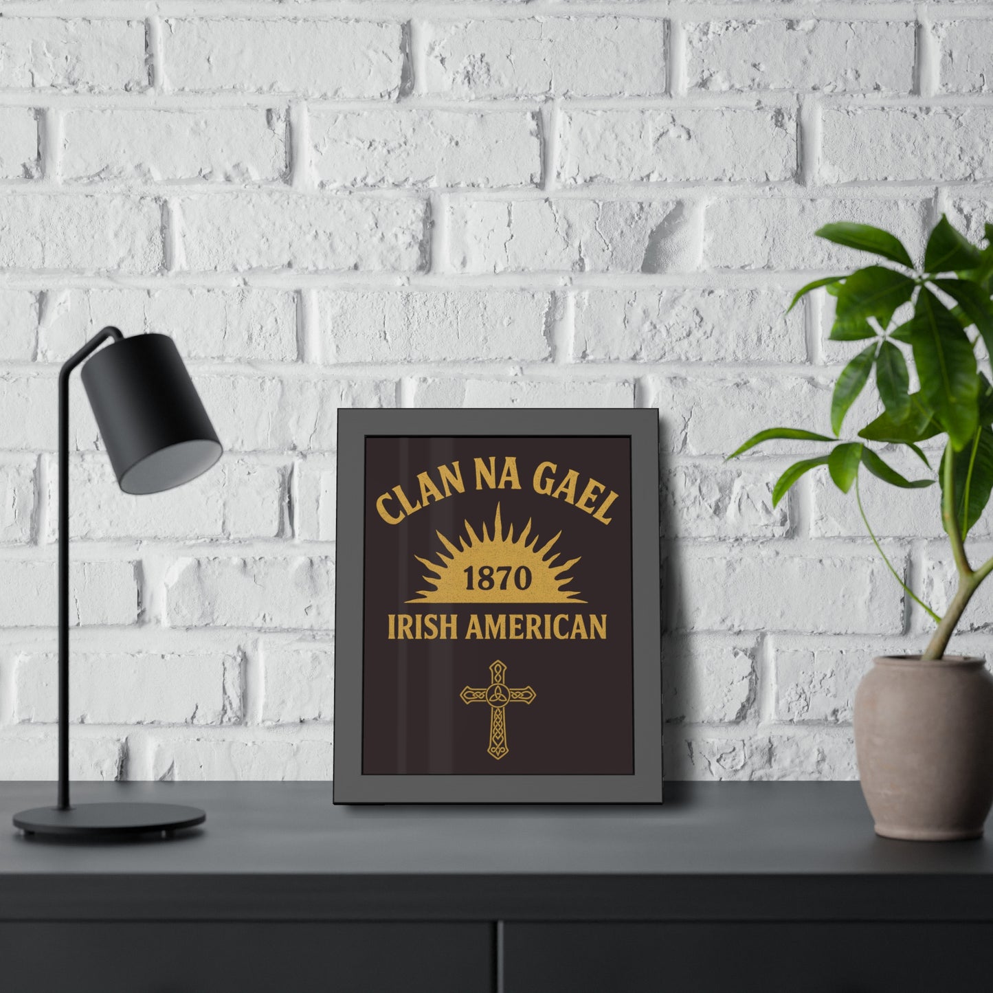 "Clan na Gael - Irish American", Framed Paper Poster (Seal Brown)