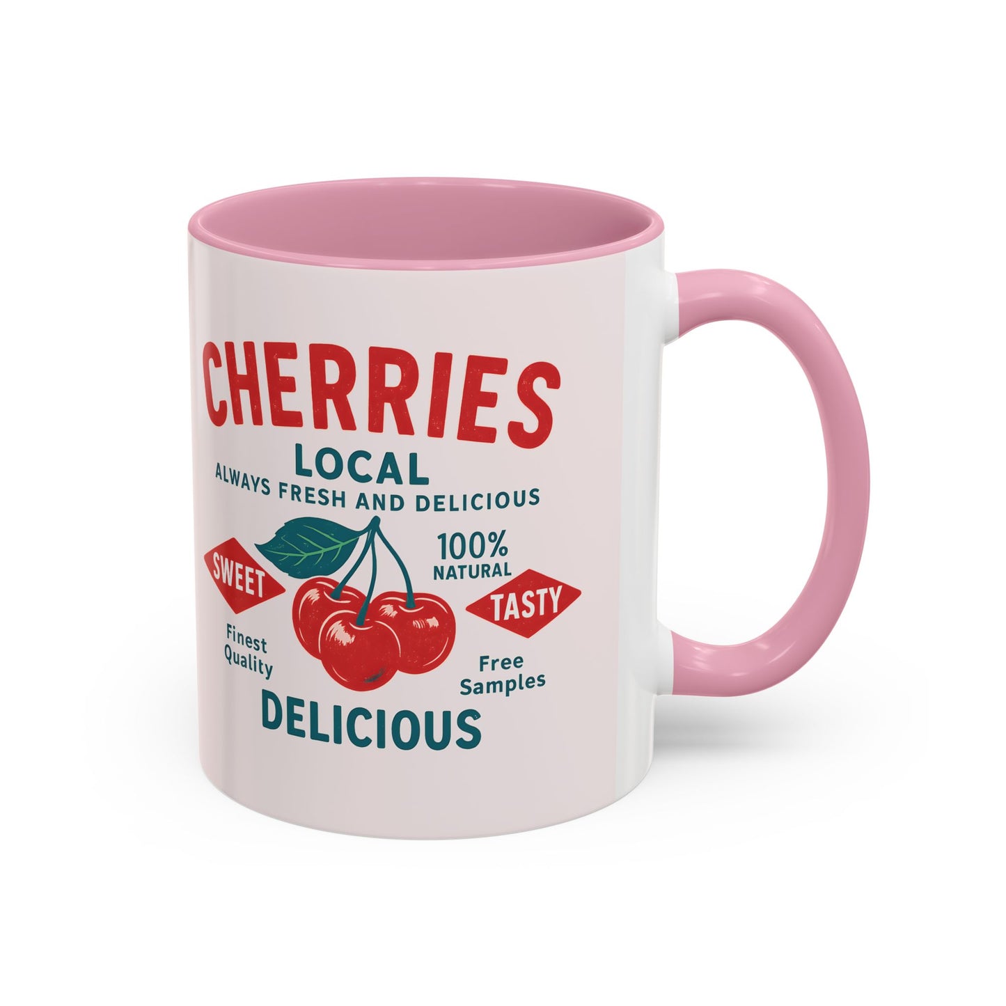 "Delicious Cherries", Colorful Mugs (11oz, 15oz) (Sea Salt Sherbet)