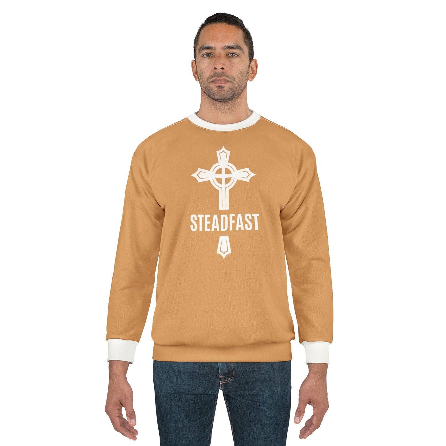 "Steadfast Cross", Unisex Sweatshirt (Camel Brown)