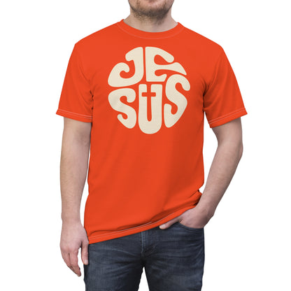 "Retro Jesus", Unisex T-shirt (Orange Flame)