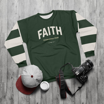 "Faith Overcomes Fear", Unisex Sweatshirt (Monsoon Green)