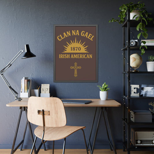 "Clan na Gael - Irish American", Framed Paper Poster (Wild Boar Brown)