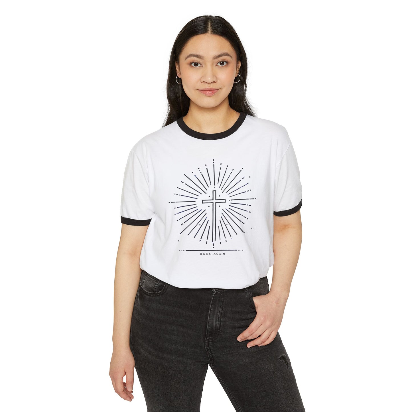 "Born Again", Unisex Ringer Cotton T-Shirt