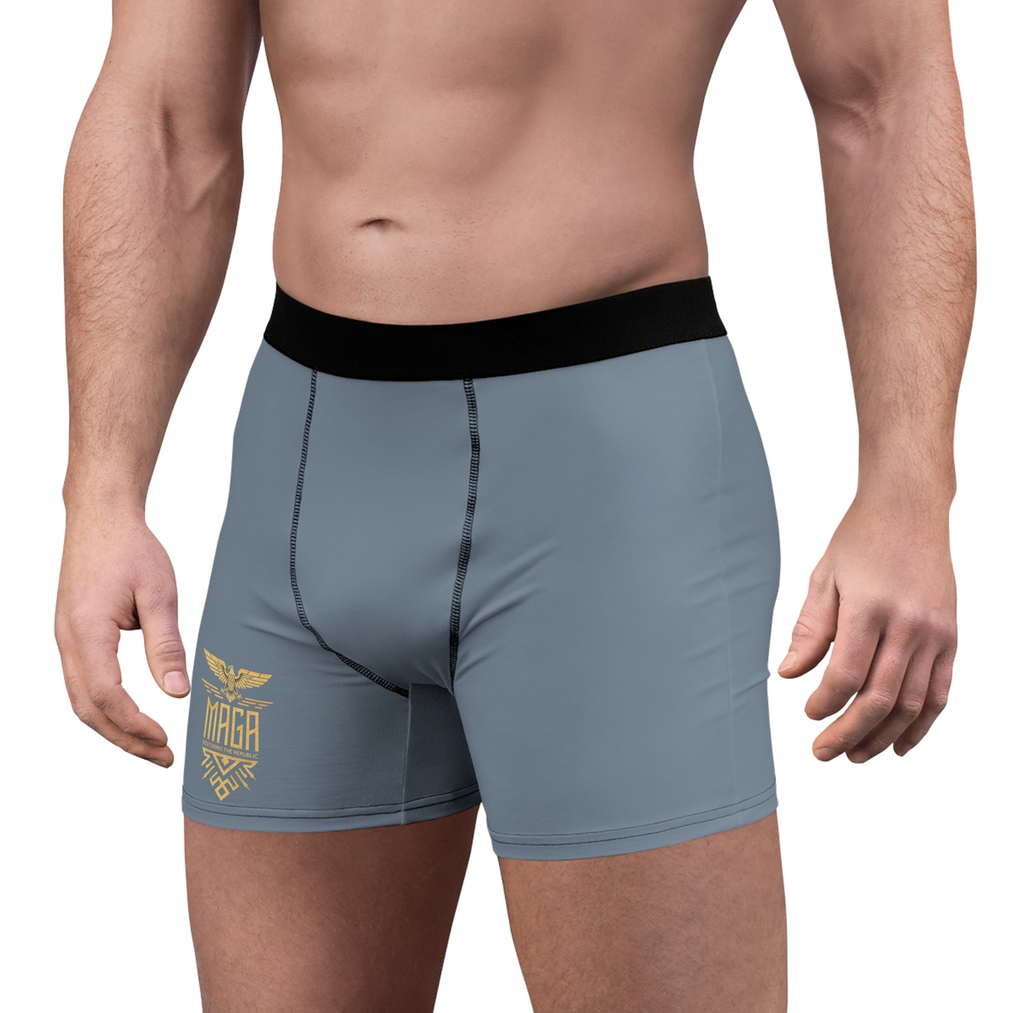 "MAGA Restoring the Republic" #02, Men's Boxer Briefs (Atlantic Grey)