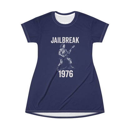 "Jailbreak 1976", T-Shirt Dress (Norway Blue)