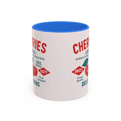 "Delicious Cherries", Colorful Mugs (11oz, 15oz) (Sea Salt Sherbet)