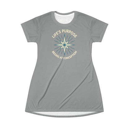 "Life's Purpose Begins at Conception #01", T-Shirt Dress (Techile)