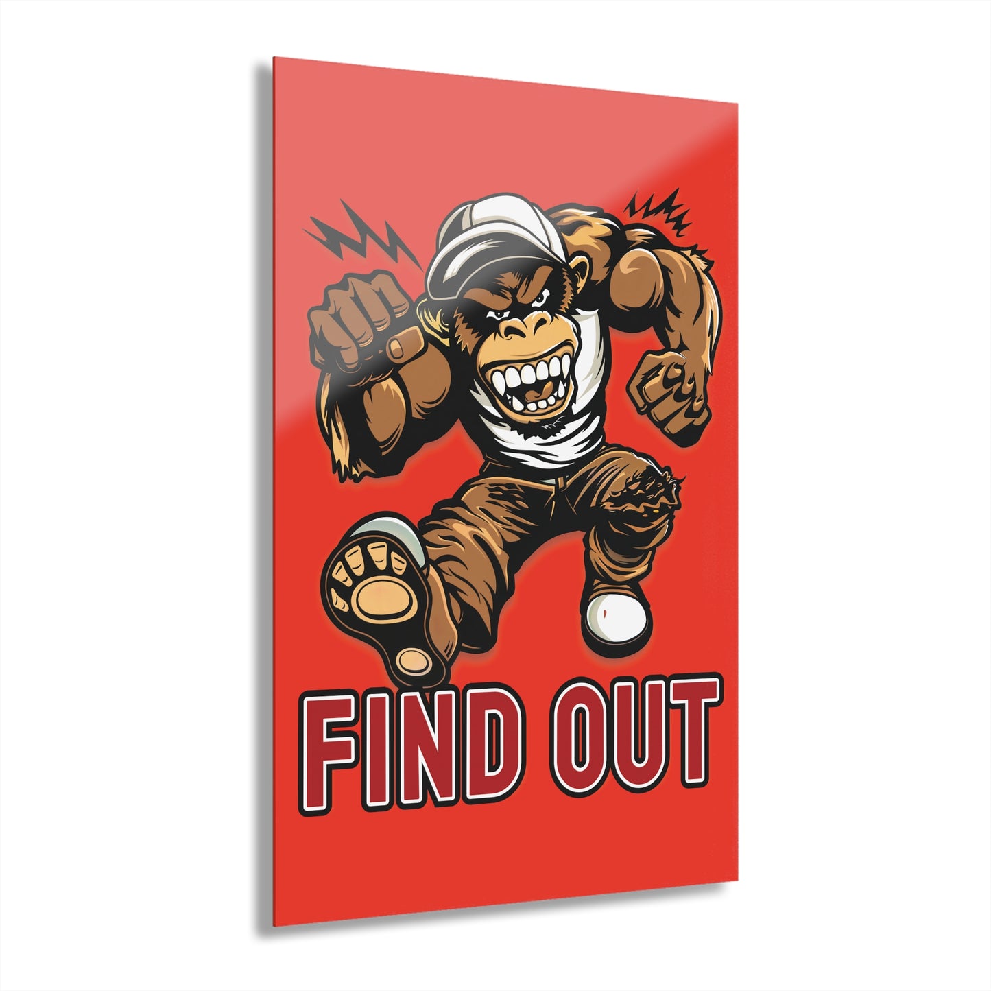 "Find Out", Acrylic Wall Prints (French Cleat Hanging) (Ferrari Red)