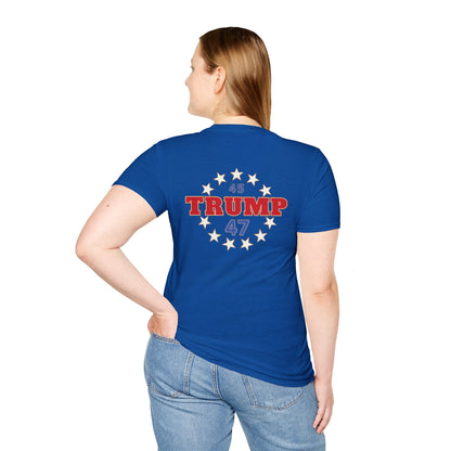 "Trump 45-47 Circle of Stars", Unisex Softstyle T-Shirt