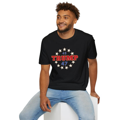 "Trump 45-47 Circle of Stars", Unisex Softstyle T-Shirt