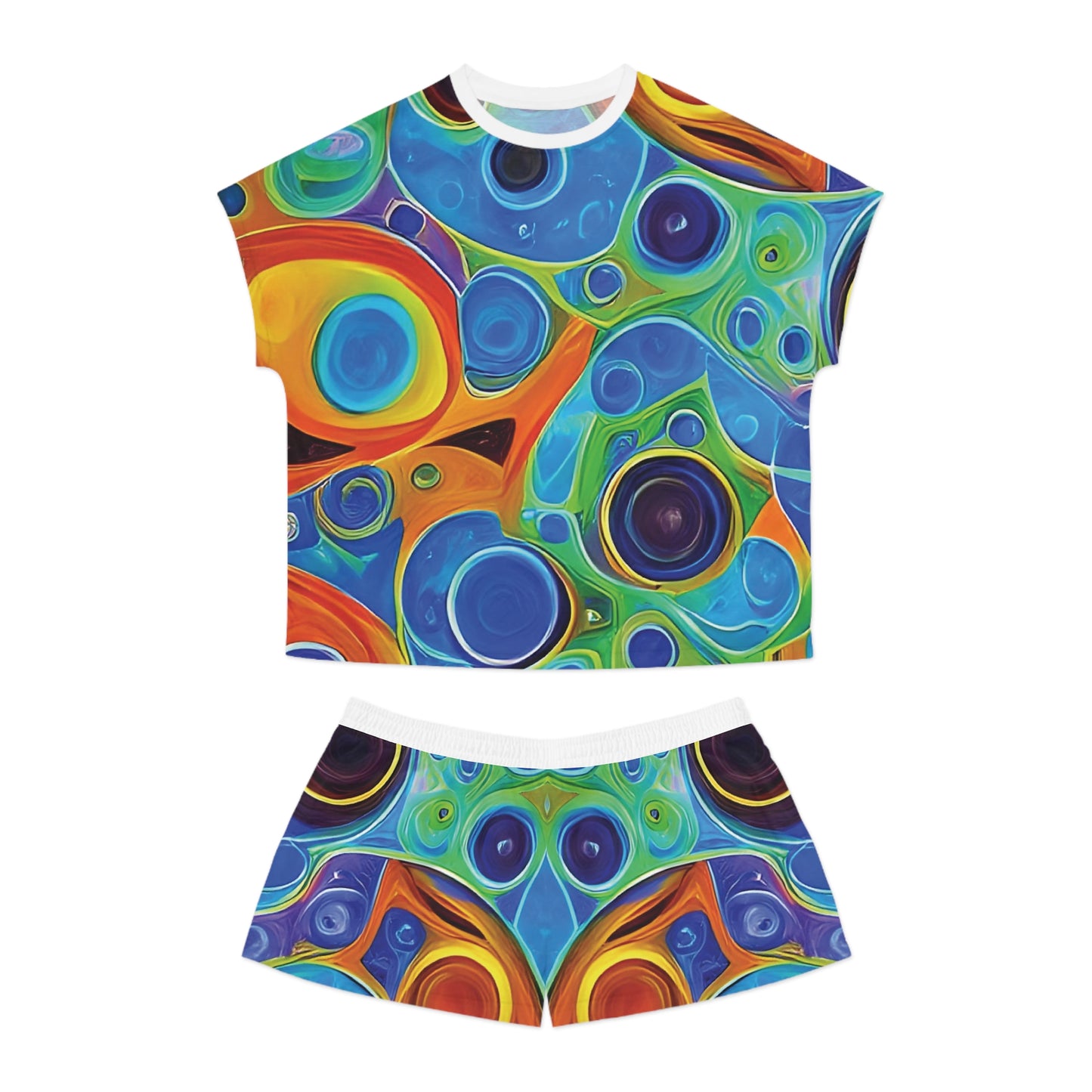 "Primordial Soup", Fine Art Women's Short Pajama Set (White Collar)