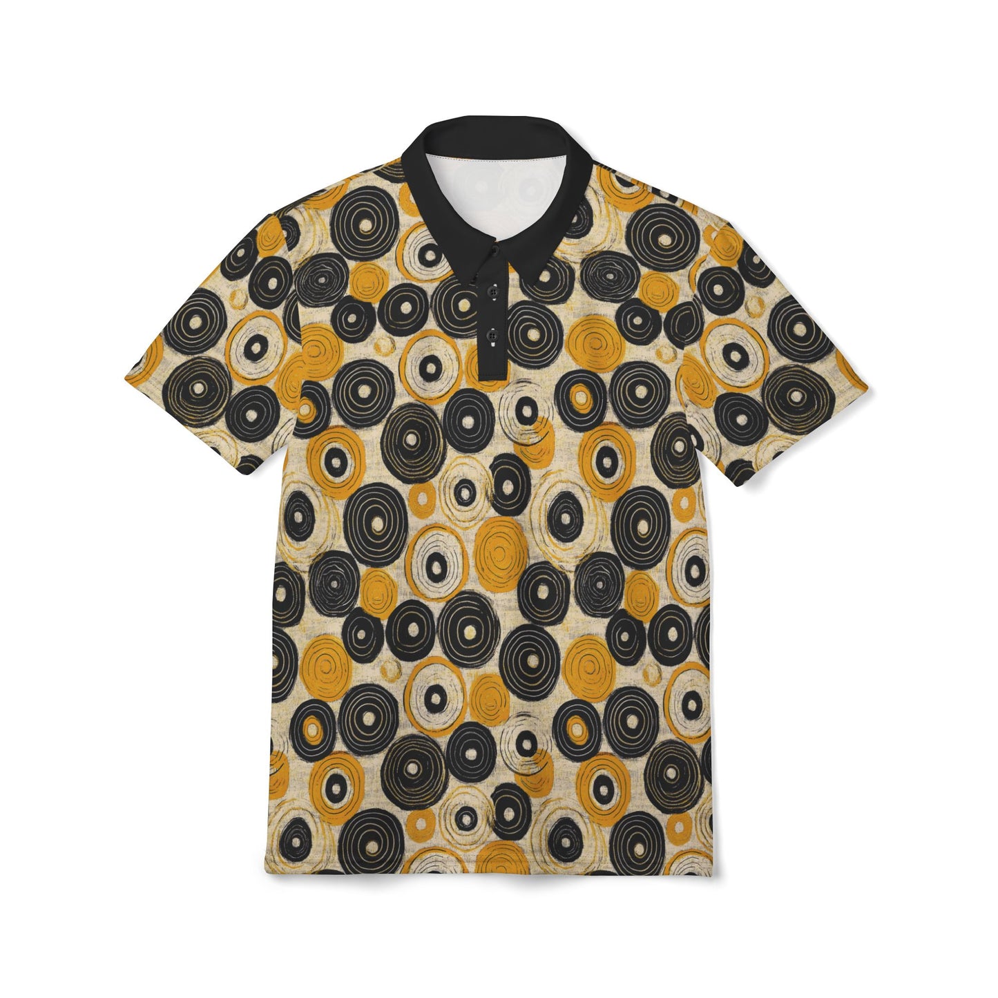"Old 45's", Unisex Polo Shirt (70's Black Collar)