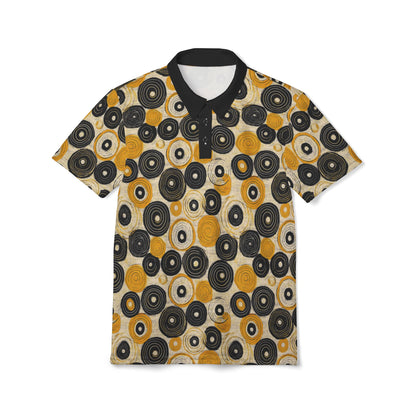 "Old 45's", Unisex Polo Shirt (70's Black Collar)