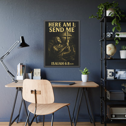 "Isaiah 6:8 (KJV)", Framed Paper Poster (Shadow Black)